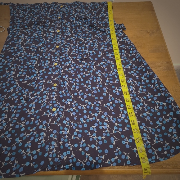 Sharagano Blue Floral Button Front Ruffle Sleeve Midi Dress - Picture 7 of 8